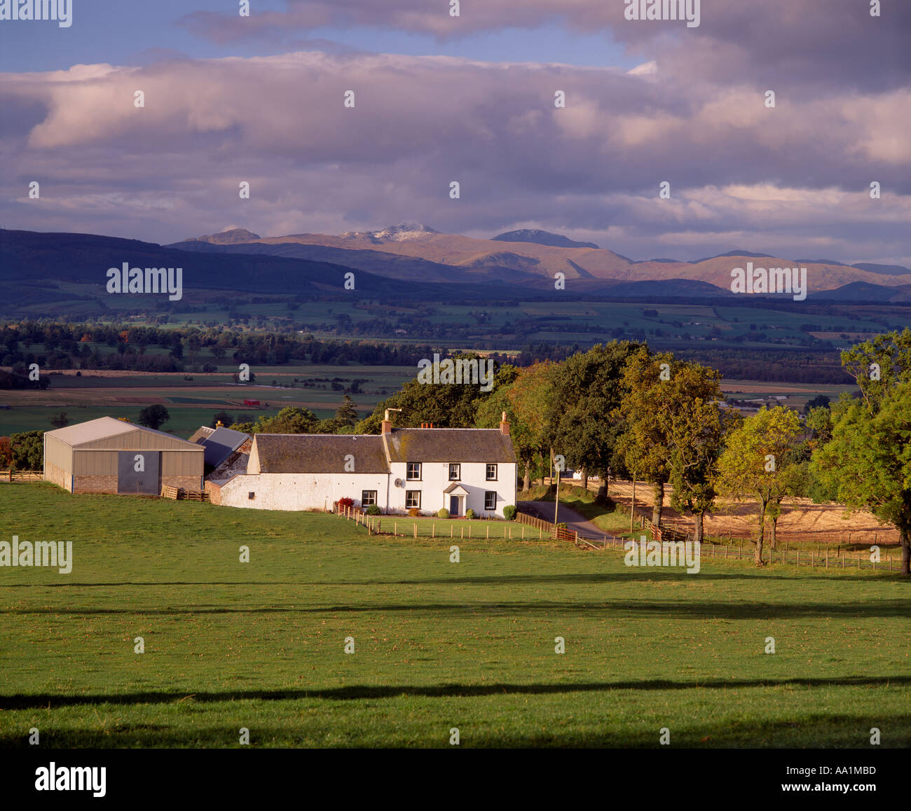 Hardiston Farm, Arnprior, Stirling, Scotland, UK. View to Ben Vorlich