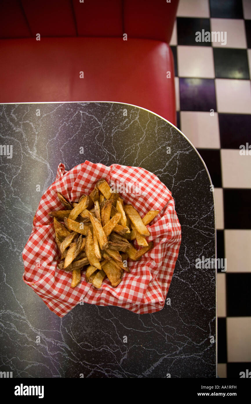 Basket of French Fries at Diner Stock Photo Alamy