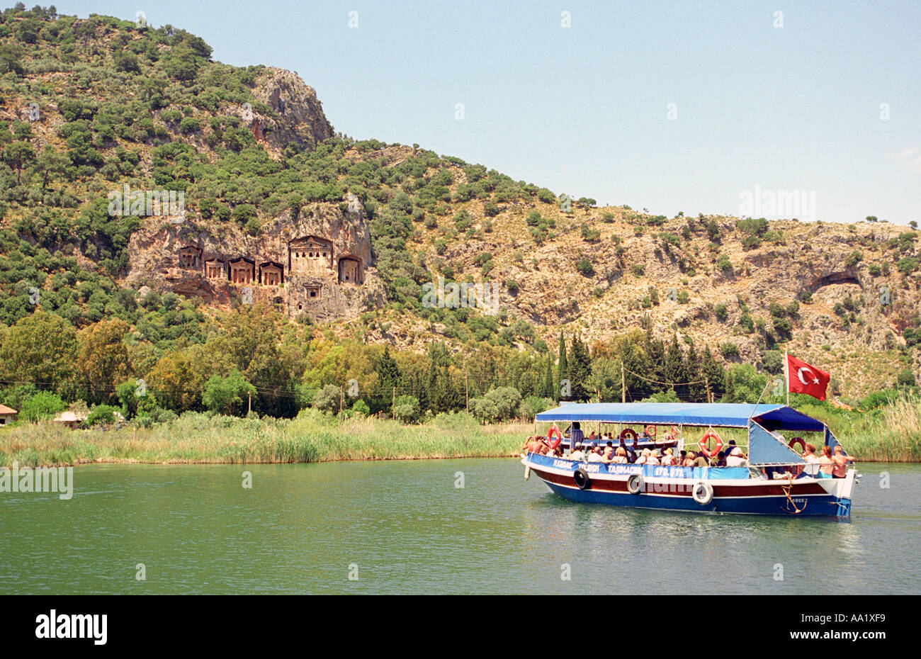 Kings tombs in the cliff face Kaunos Dalyan Turkey Stock Photo