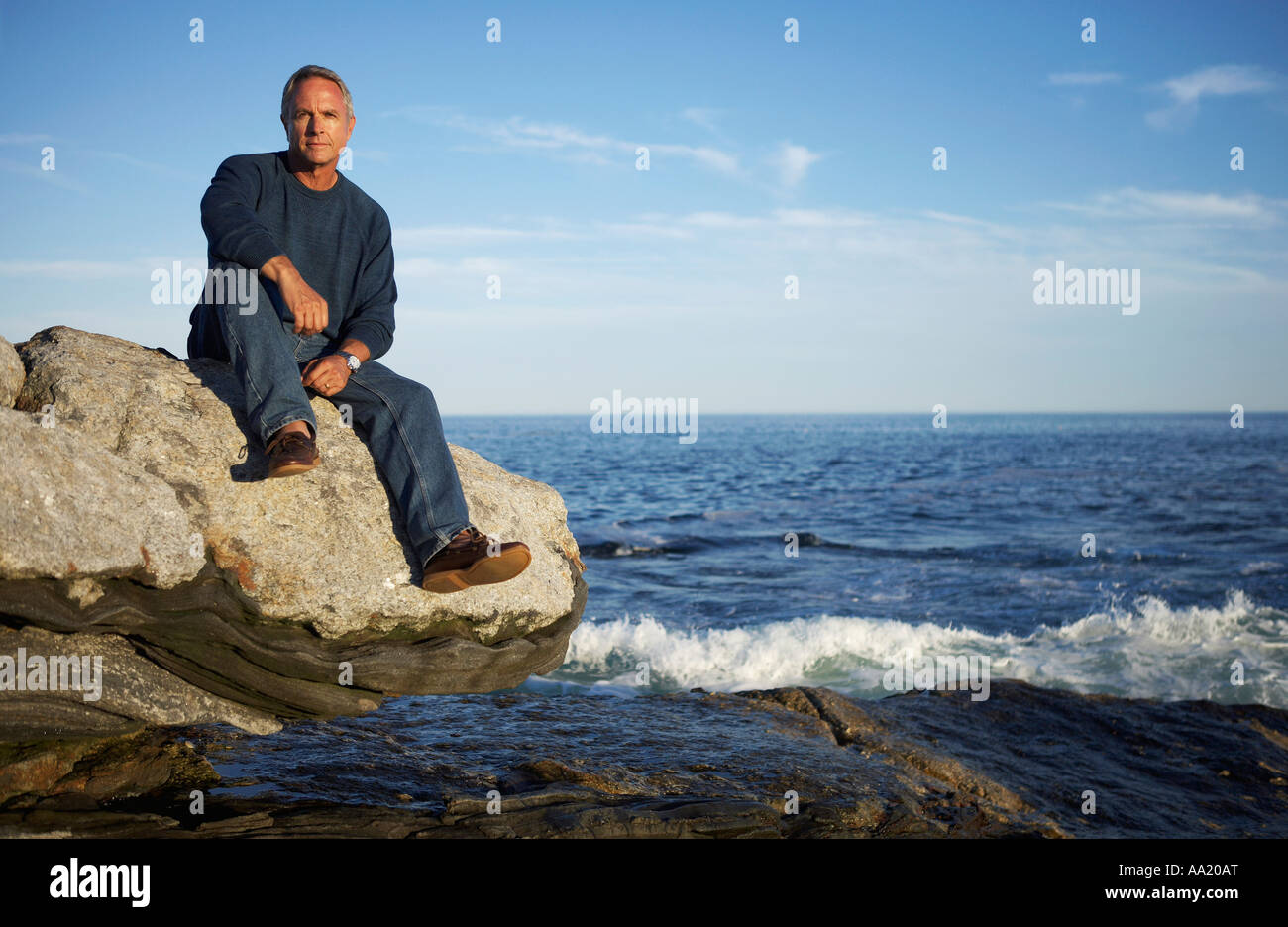 Portrait of Man, Pemaquid Point, Maine, USA Stock Photo