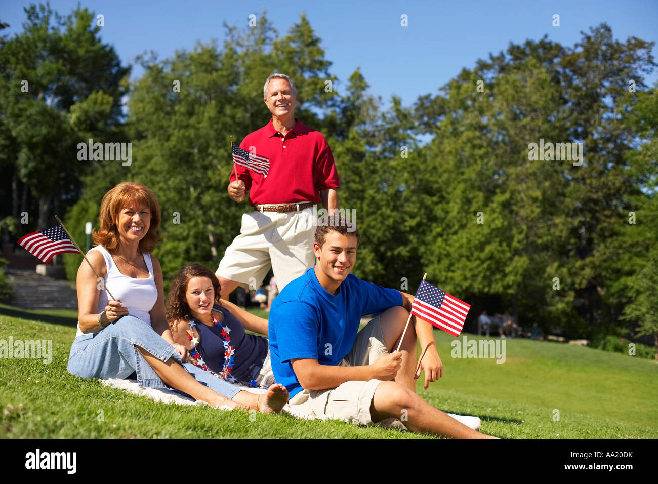 Family Celebrating the 4th of July, Camden, Maine, USA Stock Photo Alamy
