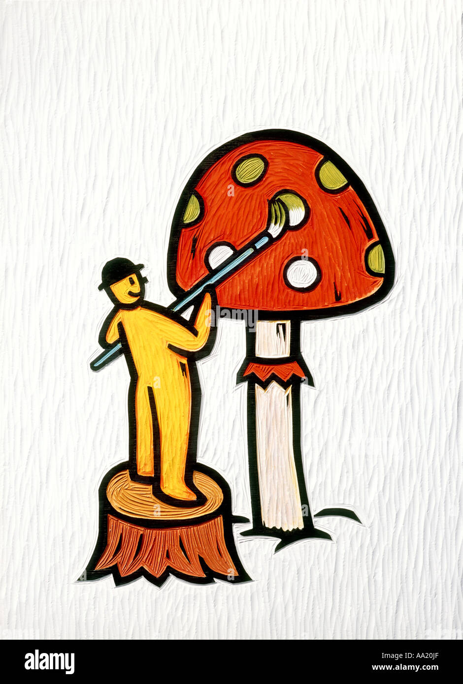 wood engraving illustration of painter and mushroom Stock Photo Alamy