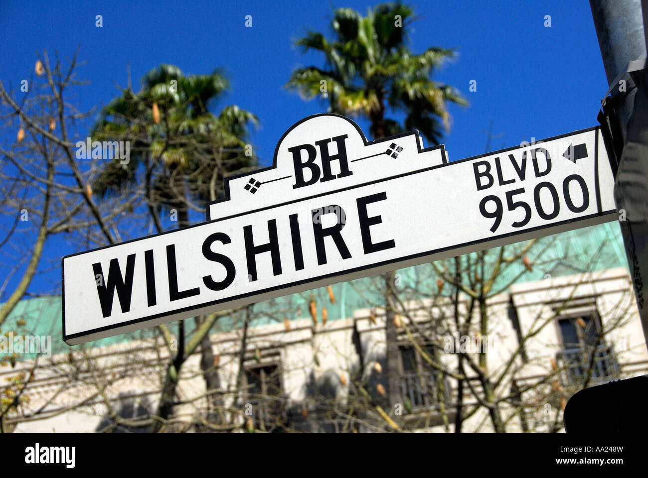 Wilshire Boulevard road sign, Los Angeles Stock Photo - Alamy