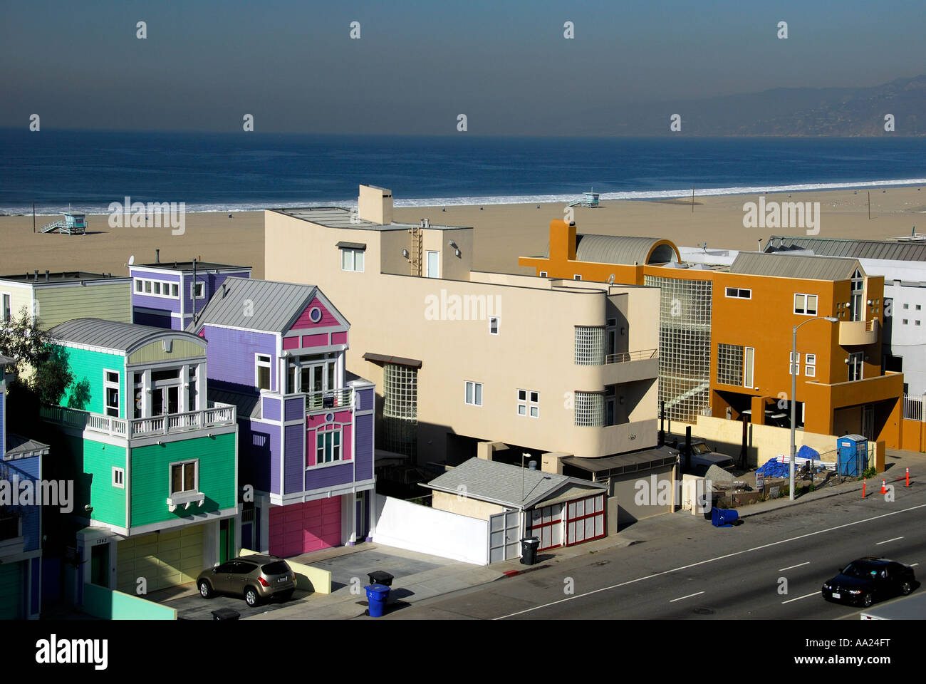 Beach houses Santa Monica Los Angeles California USA Stock Photo Alamy
