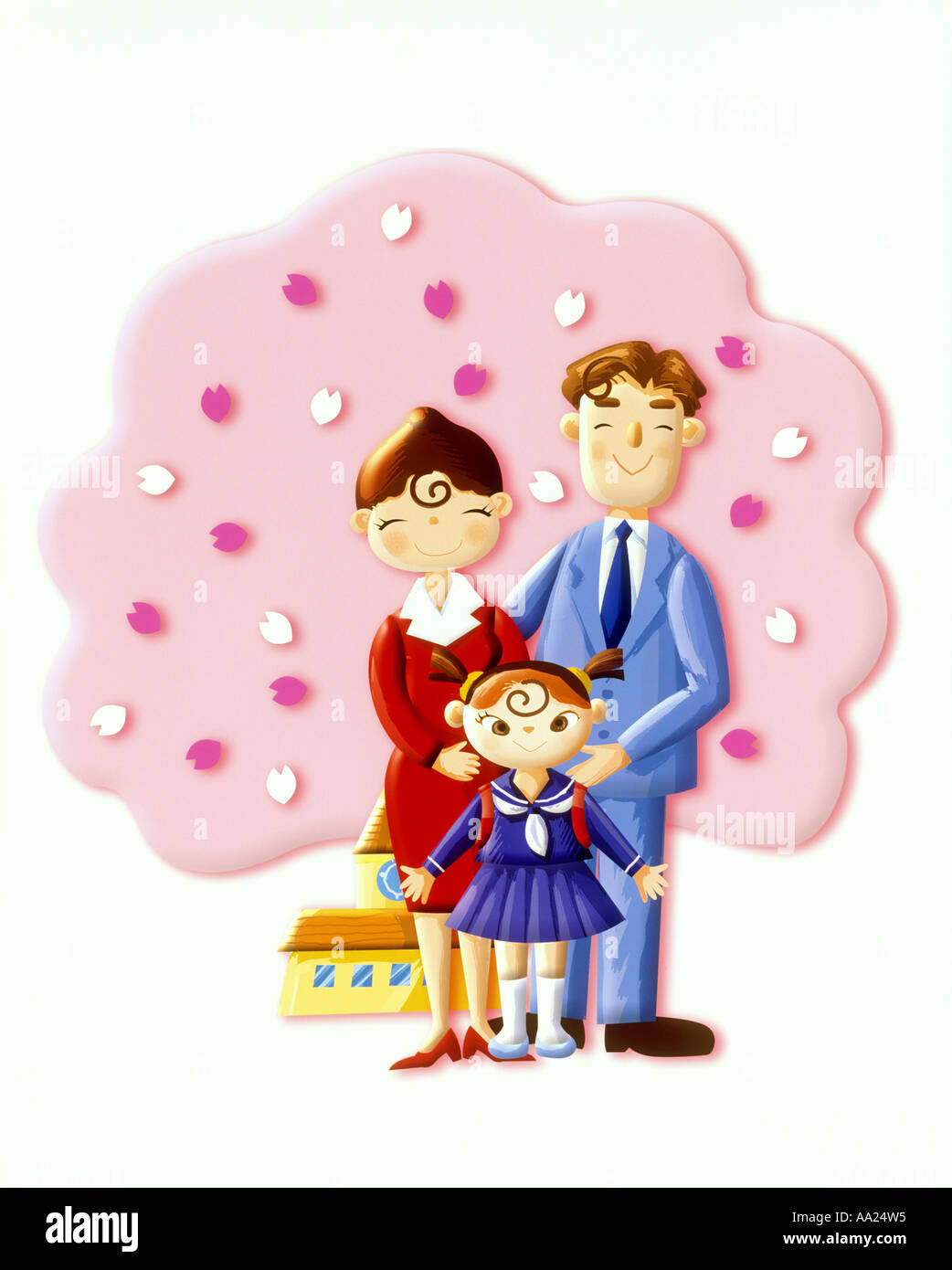 illustration family in spring Stock Photo - Alamy