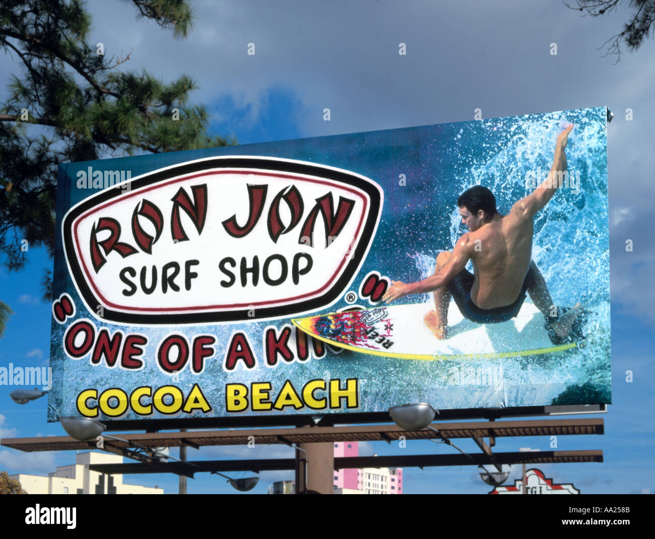 Billboard  in Orlando for Ron Jon Surf in Cocoa Beach, Florida, USA Stock Photo