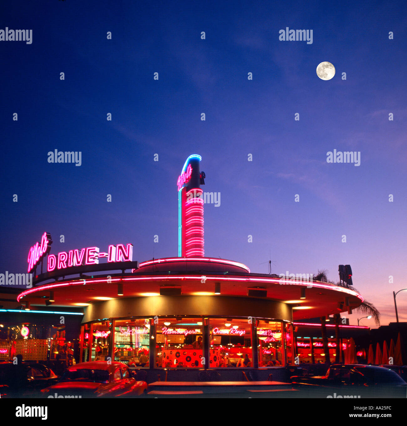 Mel's Diner at night, Universal Studios, Orlando, Florida, USA Stock Photo