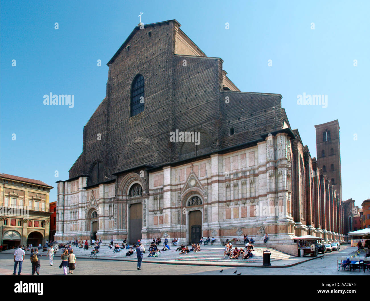 Il Duomo Basilica di San Petronio, Piazza Maggiore, Bologna Italy Stock