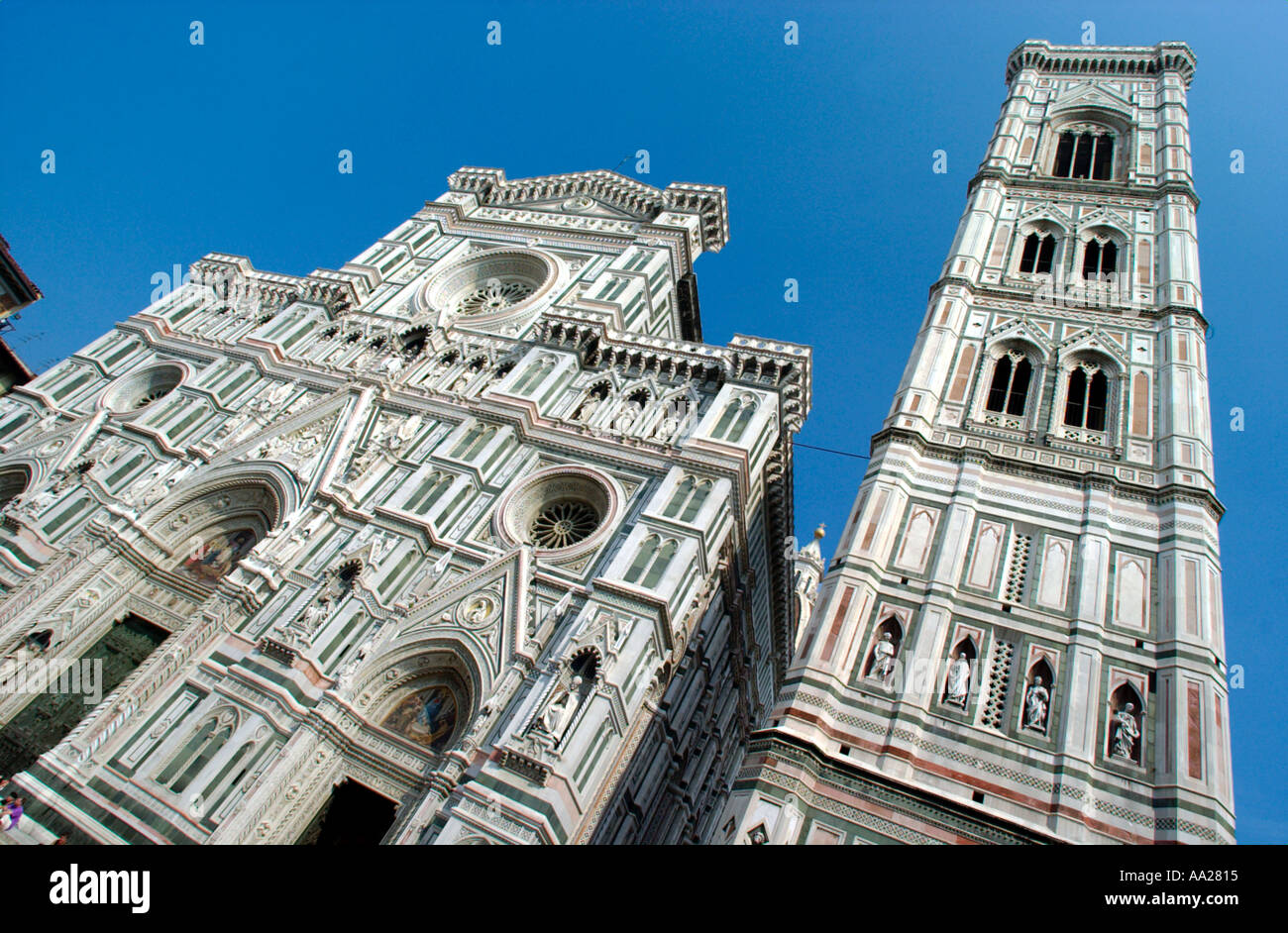 Basilica di Santa Maria del Fiore (the Duomo) and the Campanile, Piazza di San Giovanni, Florence, Tuscany, Italy Stock Photo