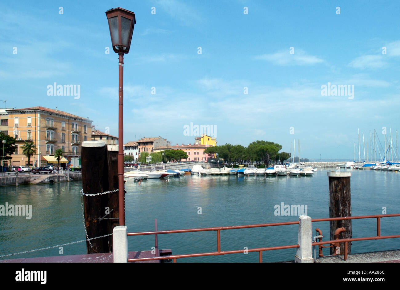 Soft focus shot of the harbour in Desenzan, Lake Garda, Italy Stock Photo