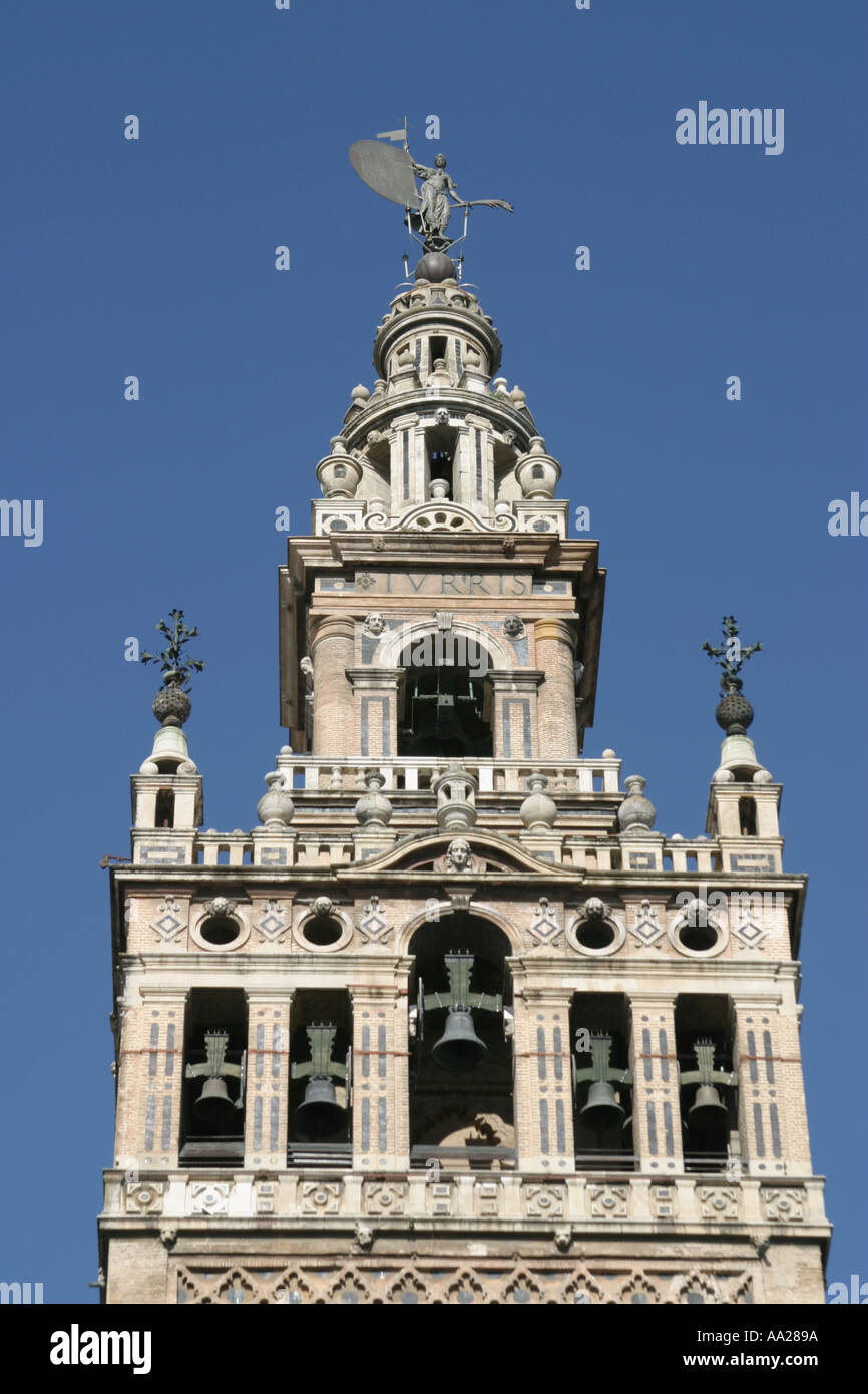 Seville Spain Figure of Faith atop Giralda tower Stock Photo