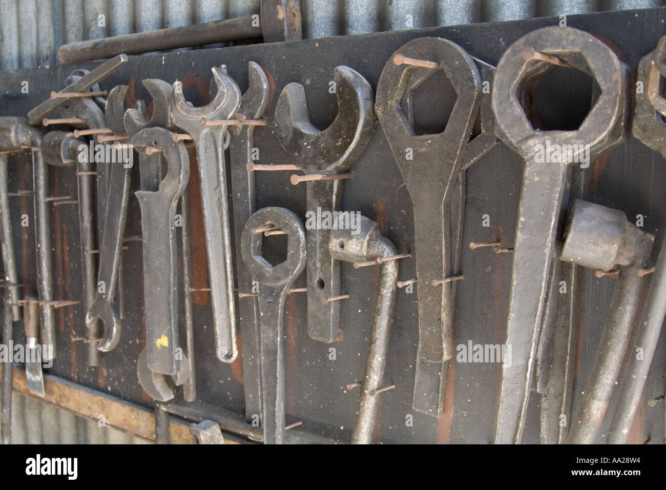 Tools used to fix old steam train hanging on nails Gramado Brasil Maria  Fumaça Stock Photo - Alamy