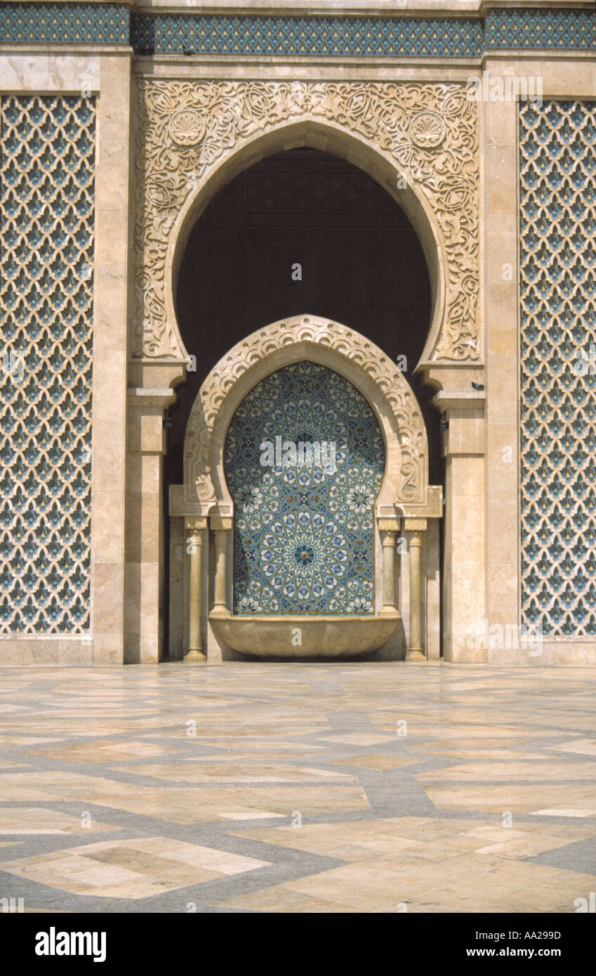 Fountain Hassan II Mosque Casablanca Stock Photo