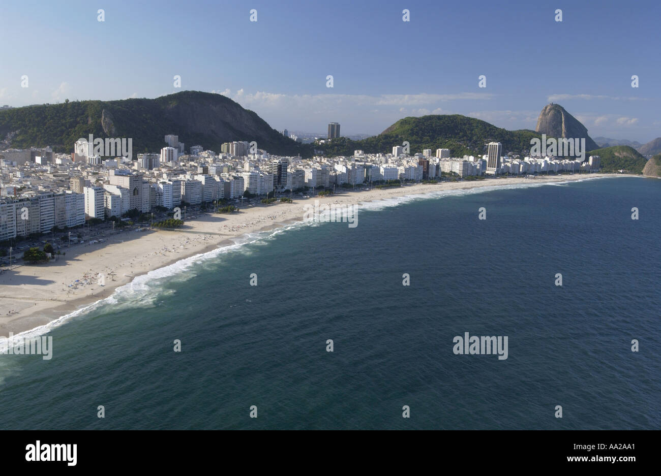 Aerial view of Copacobana Beach in Rio de Janeiro Brazil Stock Photo
