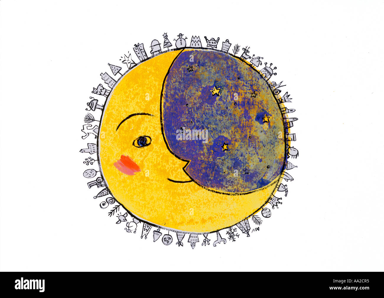 Illustration night sky moon hi-res stock photography and images - Alamy