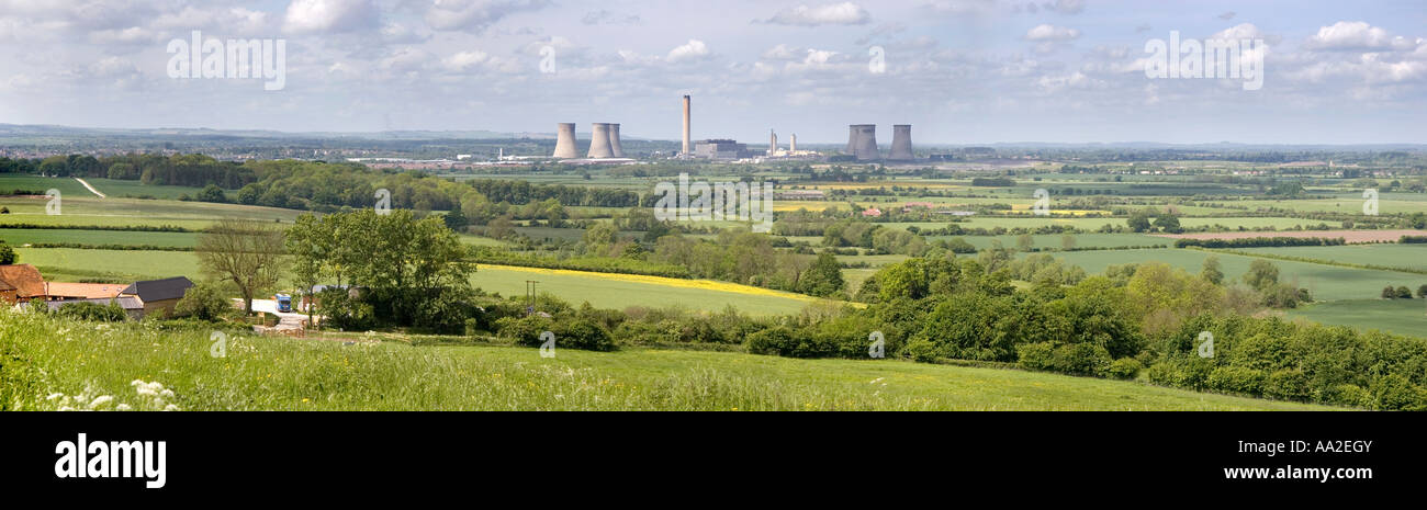 Didcot power station panorama viewed from Wittenham Clumps Stock Photo