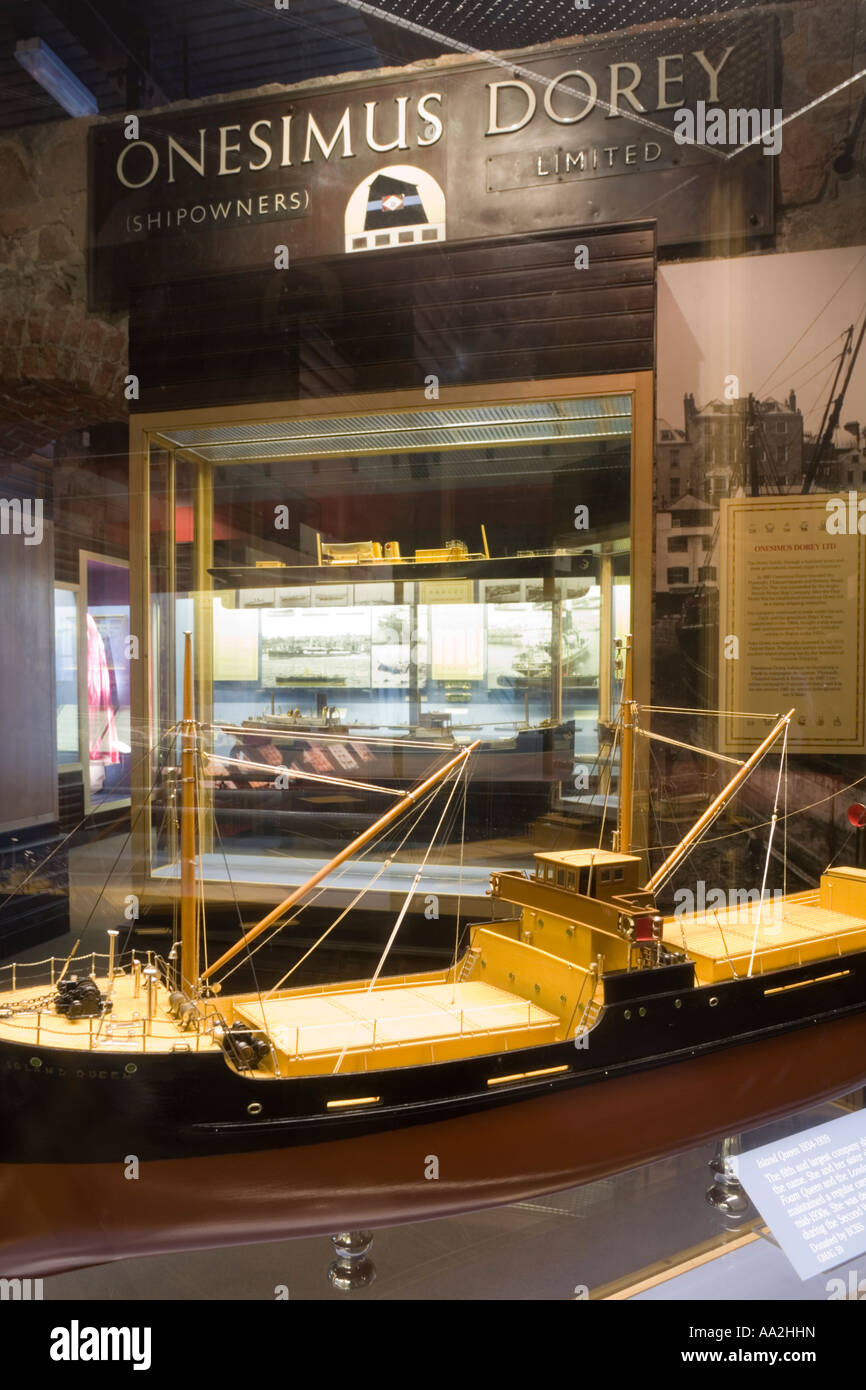 The exhibit for Onesimus Dorey Ltd shipowners in the Maritime Museum at Castle Cornet St Peter Port, Guernsey, Channel Islands Stock Photo