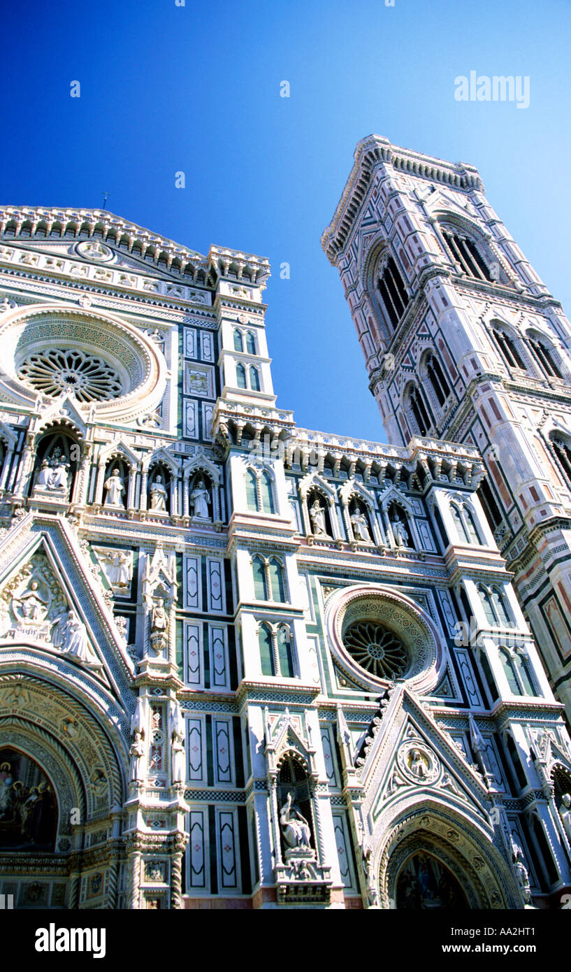 Italy, Tucany, Duomo cathedral Florence Firenze Tuscany, Florence Duomo cathedral with baptistery, low angle view Stock Photo
