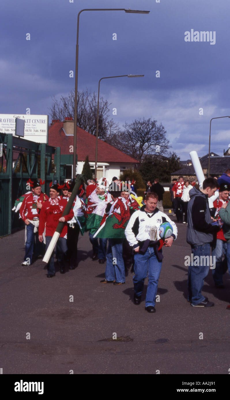 Welsh rugby fans descend on Murrayfield number 2193 Stock Photo