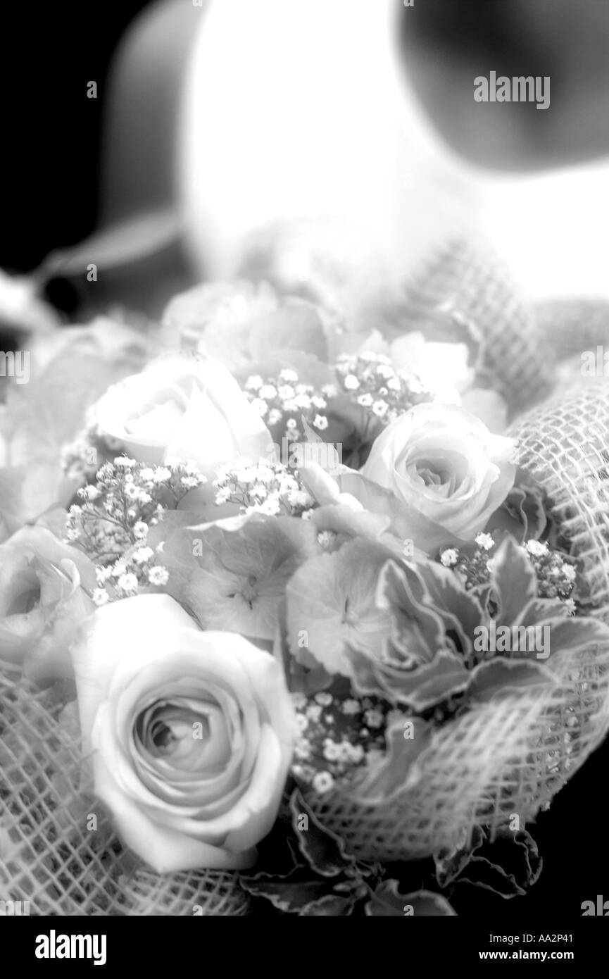 Brides rose bouquet Black and White Stock Photos & Images - Alamy