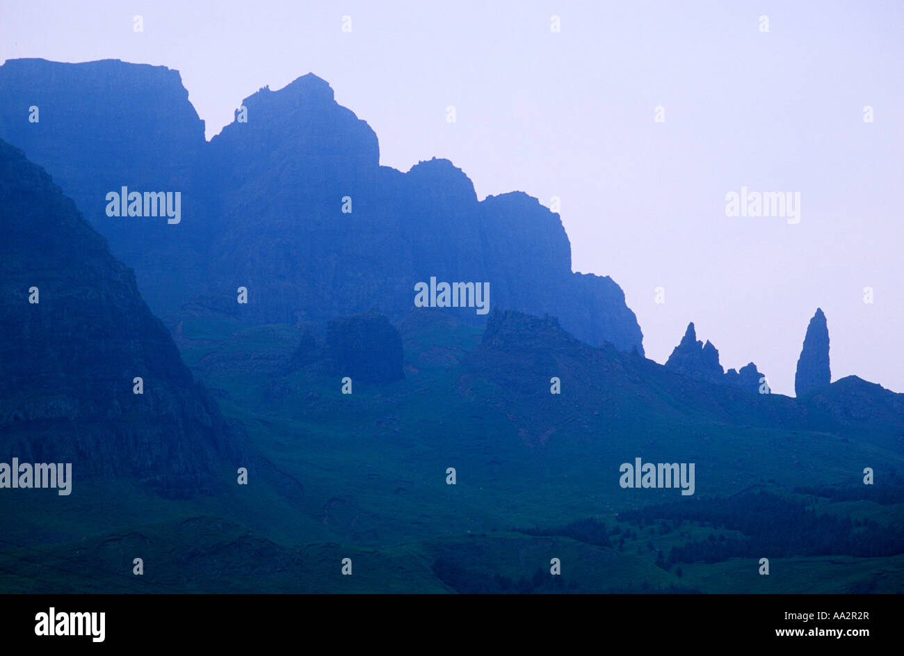Isle of Skye, Storr Hills, Old Man of Storr, Highland Region, Scotland, UK, Scottish landscape scenery, mountain, hills Stock Photo