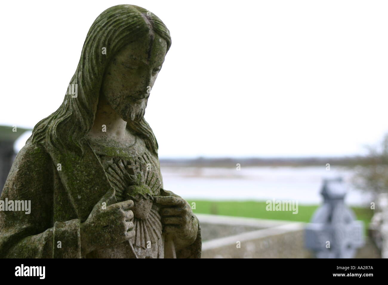 Clonmacnoise - statue of Jesus Christ Stock Photo