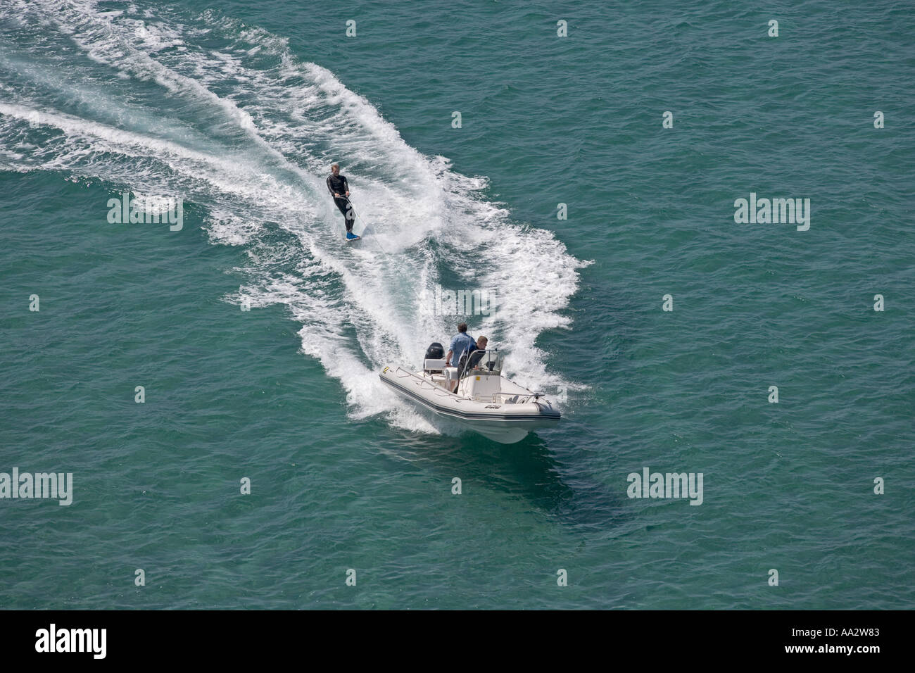 Water Skiing North Cornwall June Stock Photo