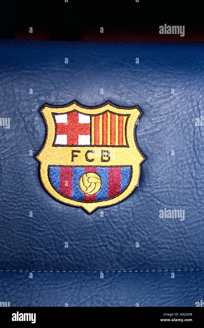 FCB Barcelona Football Club logo on Director's or Manager's chair Stock Photo: 7140759 - Alamy