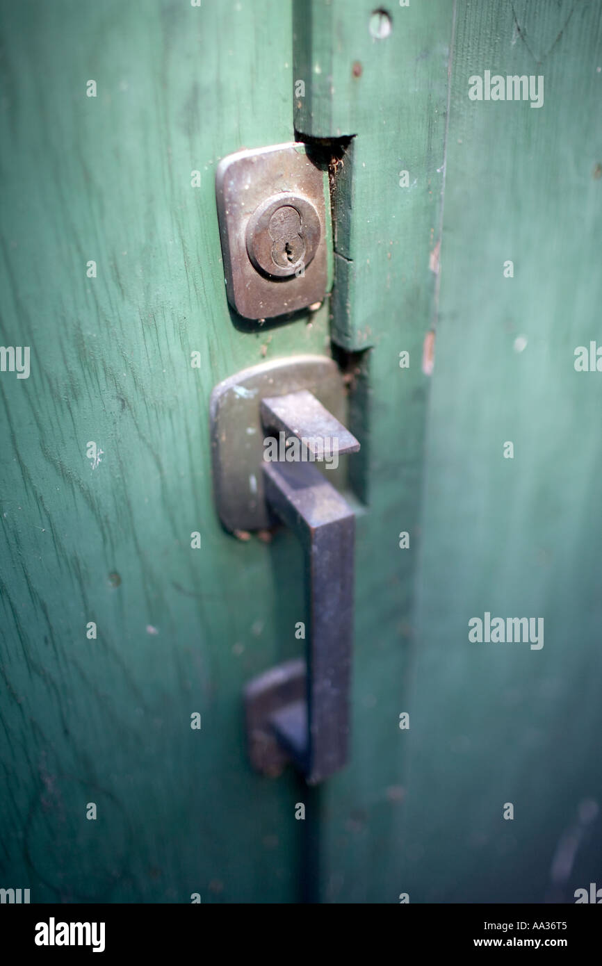 Photo Of And Old Door With Knob Lock And Peeling Paint Handle Type