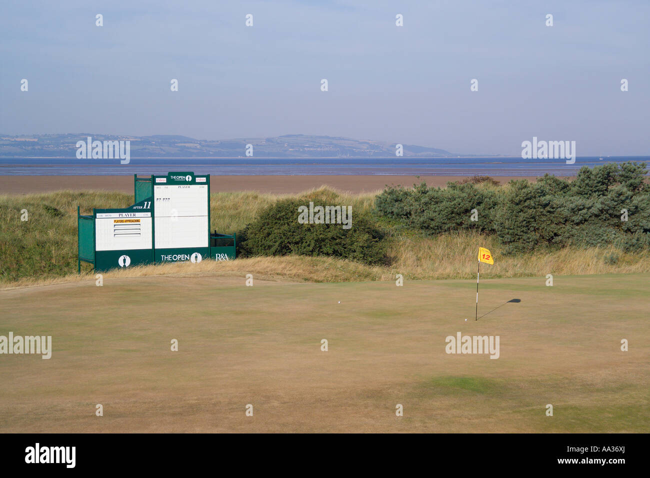 Twelfth hole and green 'Royal Liverpool Golf Club' Hoylake Wirral Merseyside England Stock Photo