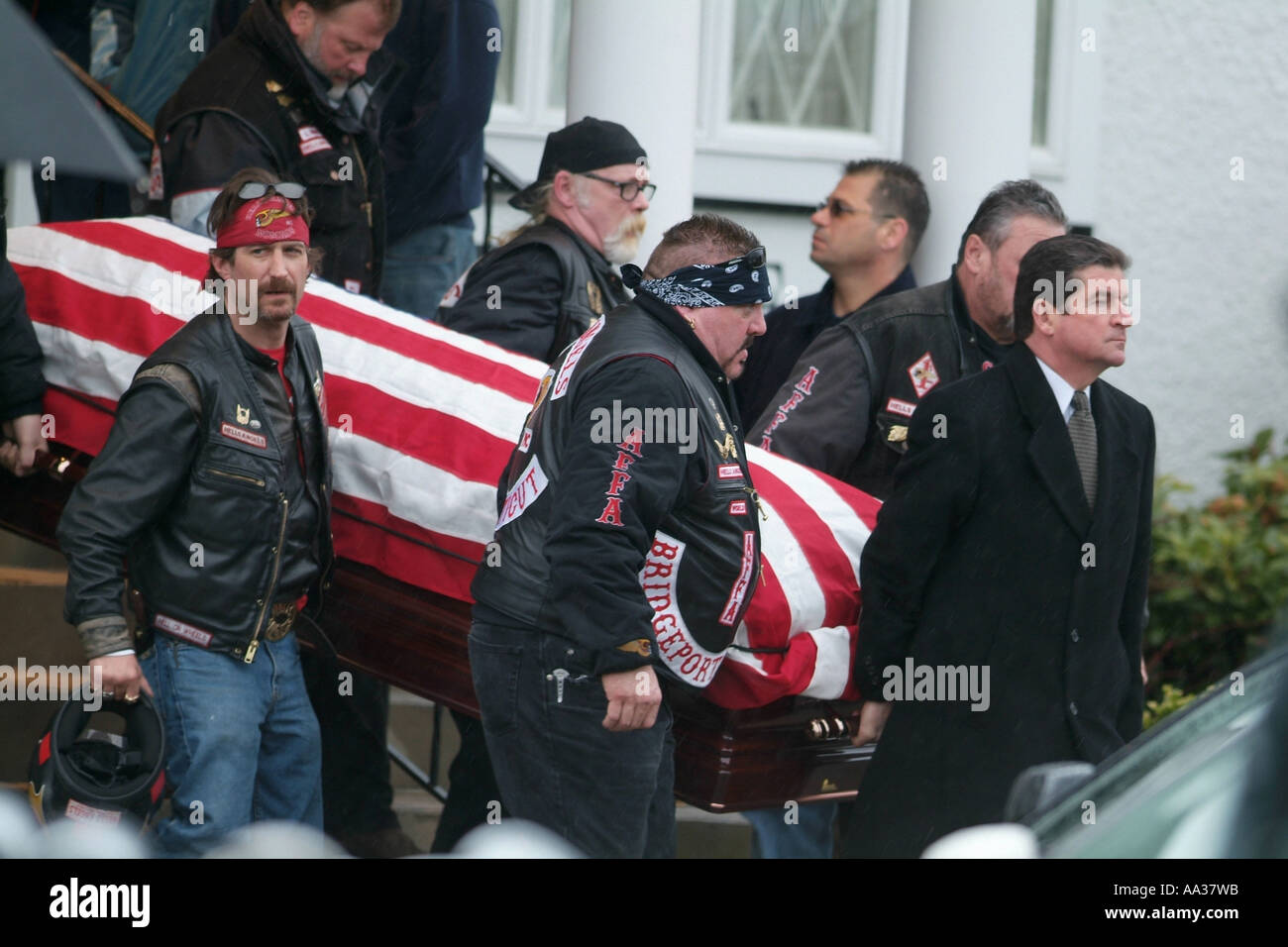 Hells Angels Funeral Motorcycle club members at funeral for member