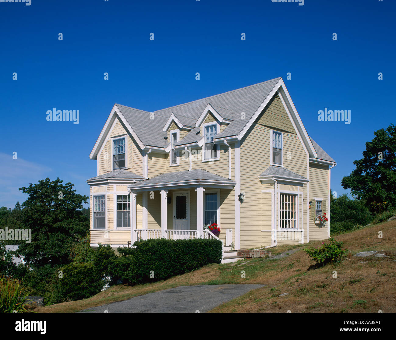 Typical House "Boothbay Harbour" Maine "New England" USA Stock Photo