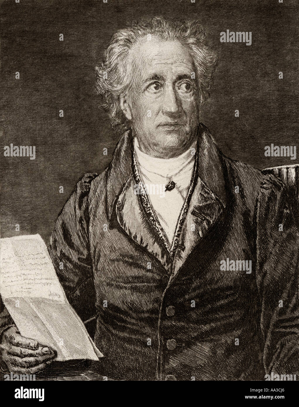 Johann Wolfgang Von Goethe, 1749 -1832.  German writer and statesman.  From the book Goethe's Werke by Heinrich Kurtz Stock Photo