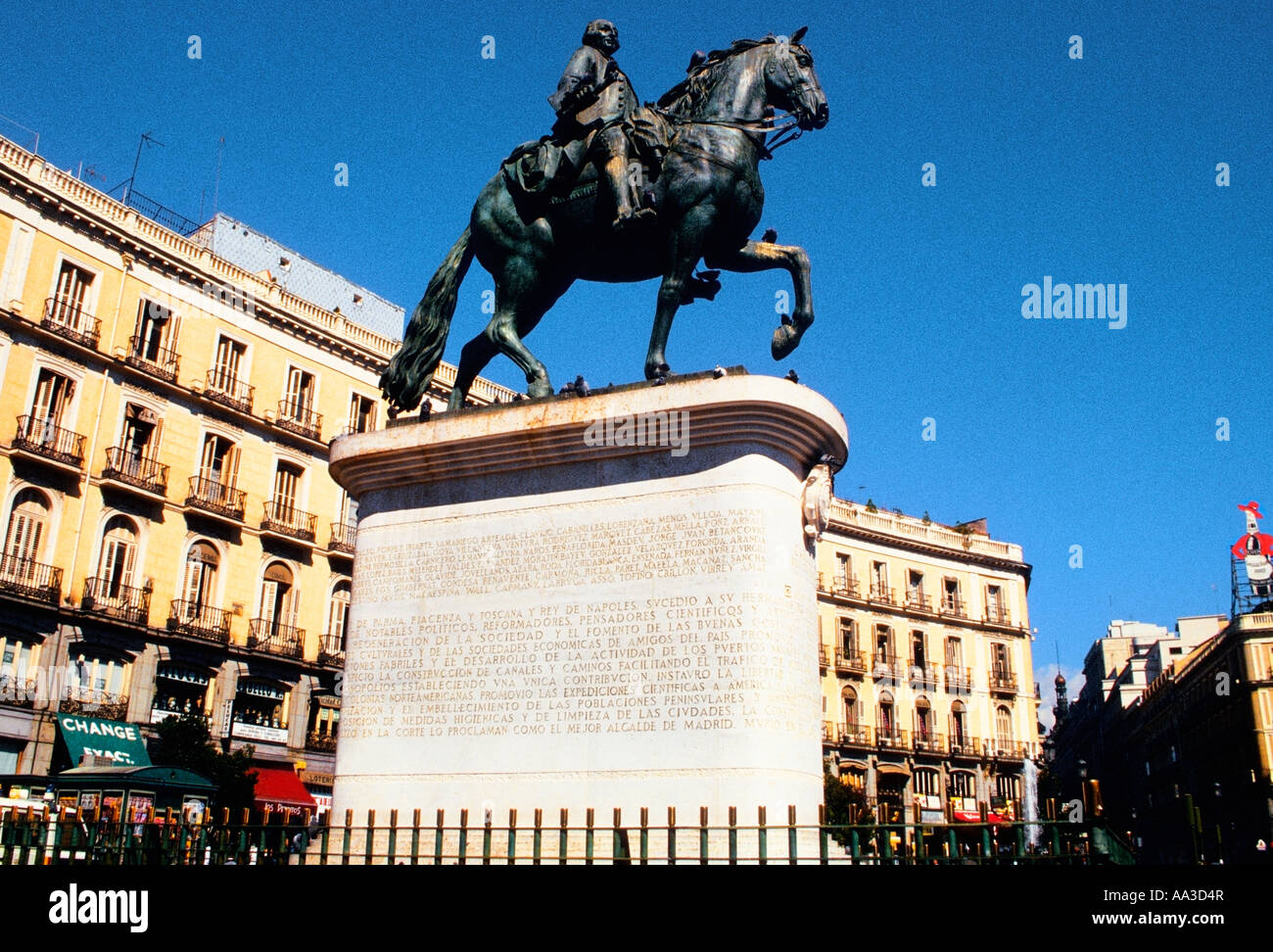 Madrid Spain Statue of Carlos III in the Puerto del Sol Stock Photo