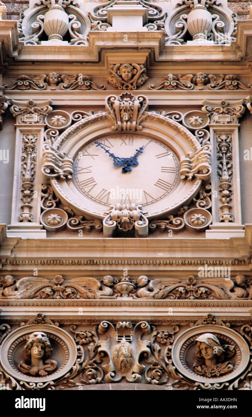 Spain Catalonia Santa Maria de Montserrat Basilica Clock Stock Photo
