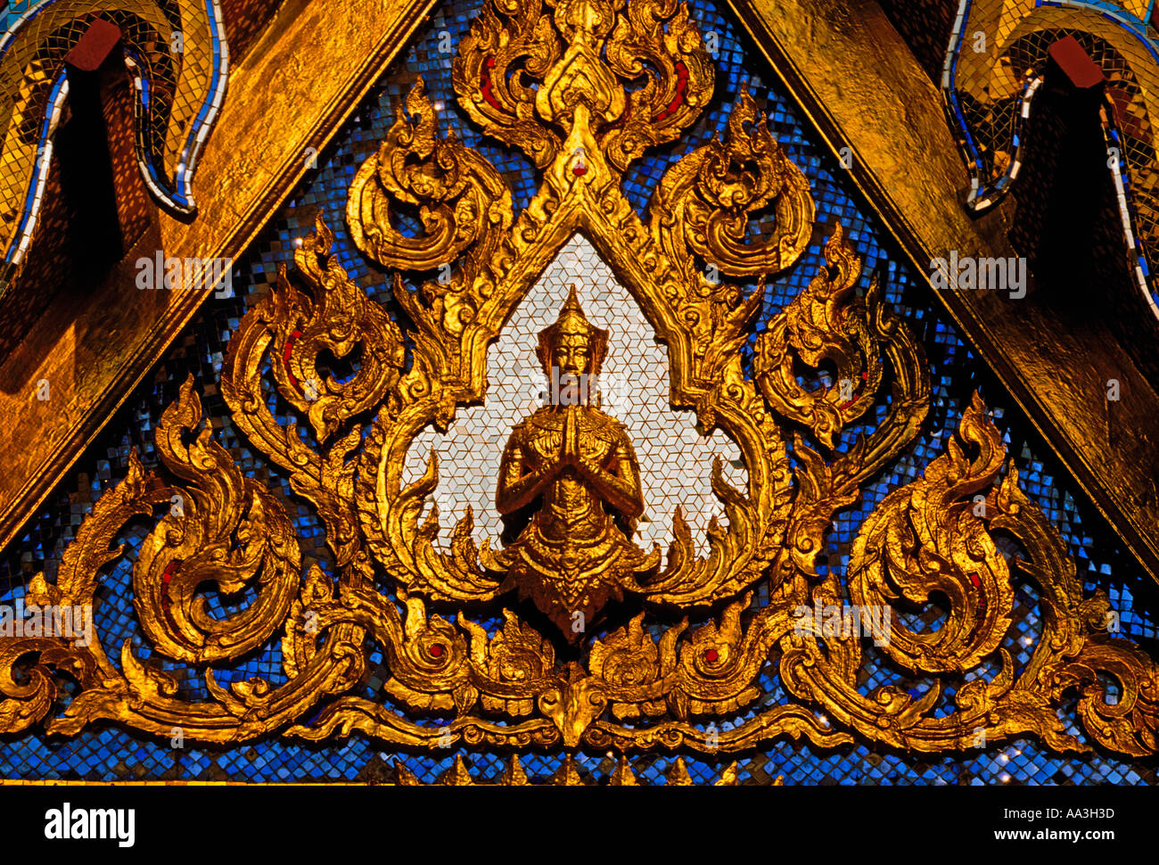 Buddha, Buddha image, detail, roof, Wat Phra Si Ratana Sasadaram, Wat Phra Kaeo, Bangkok, Thailand, Southeast Asia, Asia Stock Photo