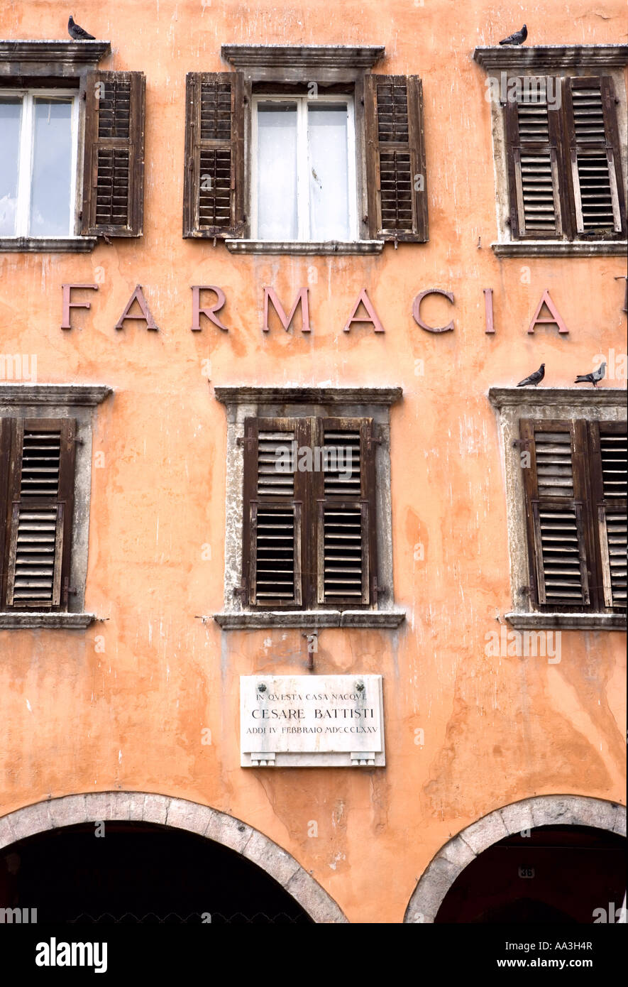 Farmacia and house of Cesare Battisti Trento Alto Adige Italy Stock Photo