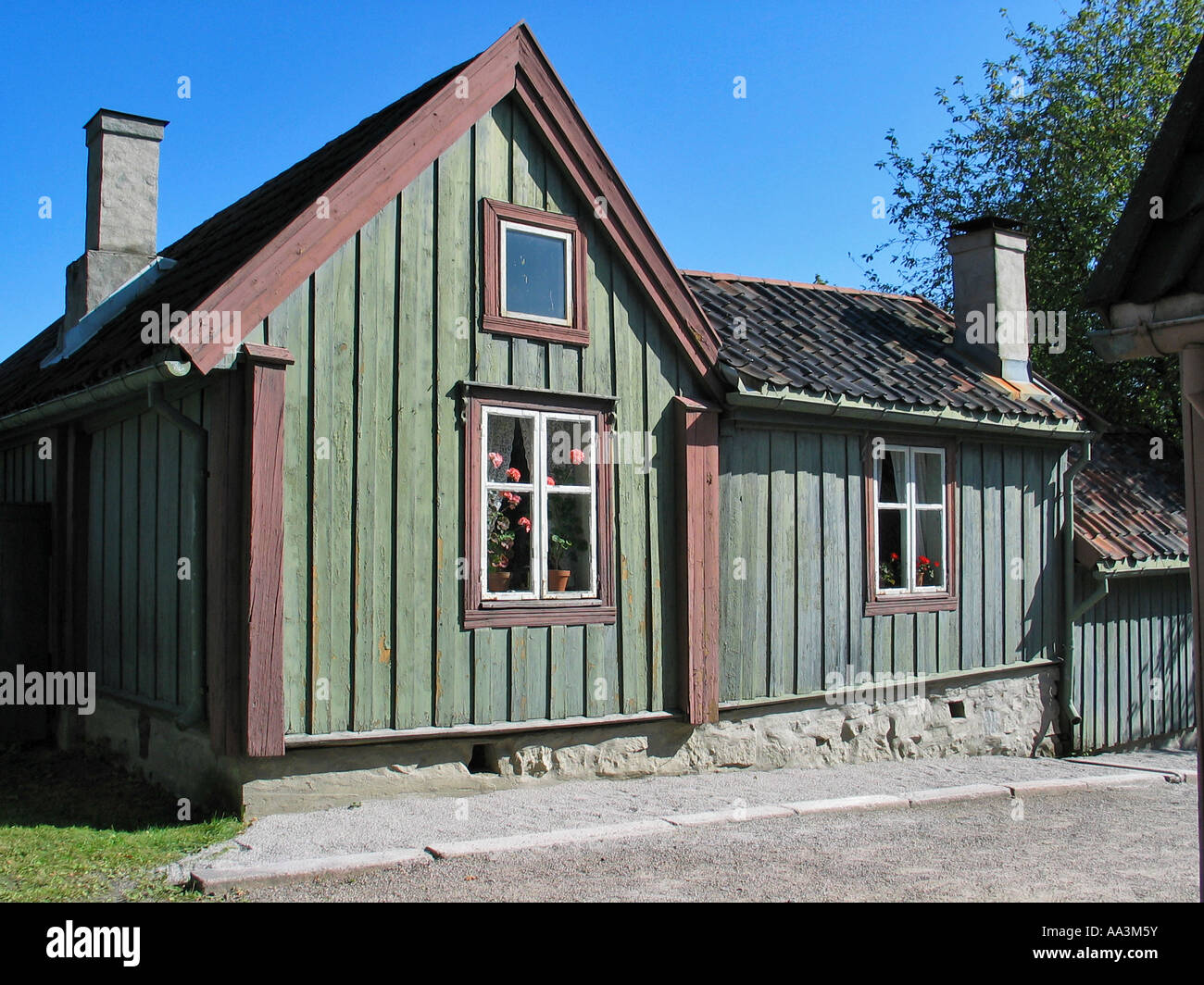 Old house like it was once in Norway, Norwegian folk museum, Oslo, Norway Stock Photo