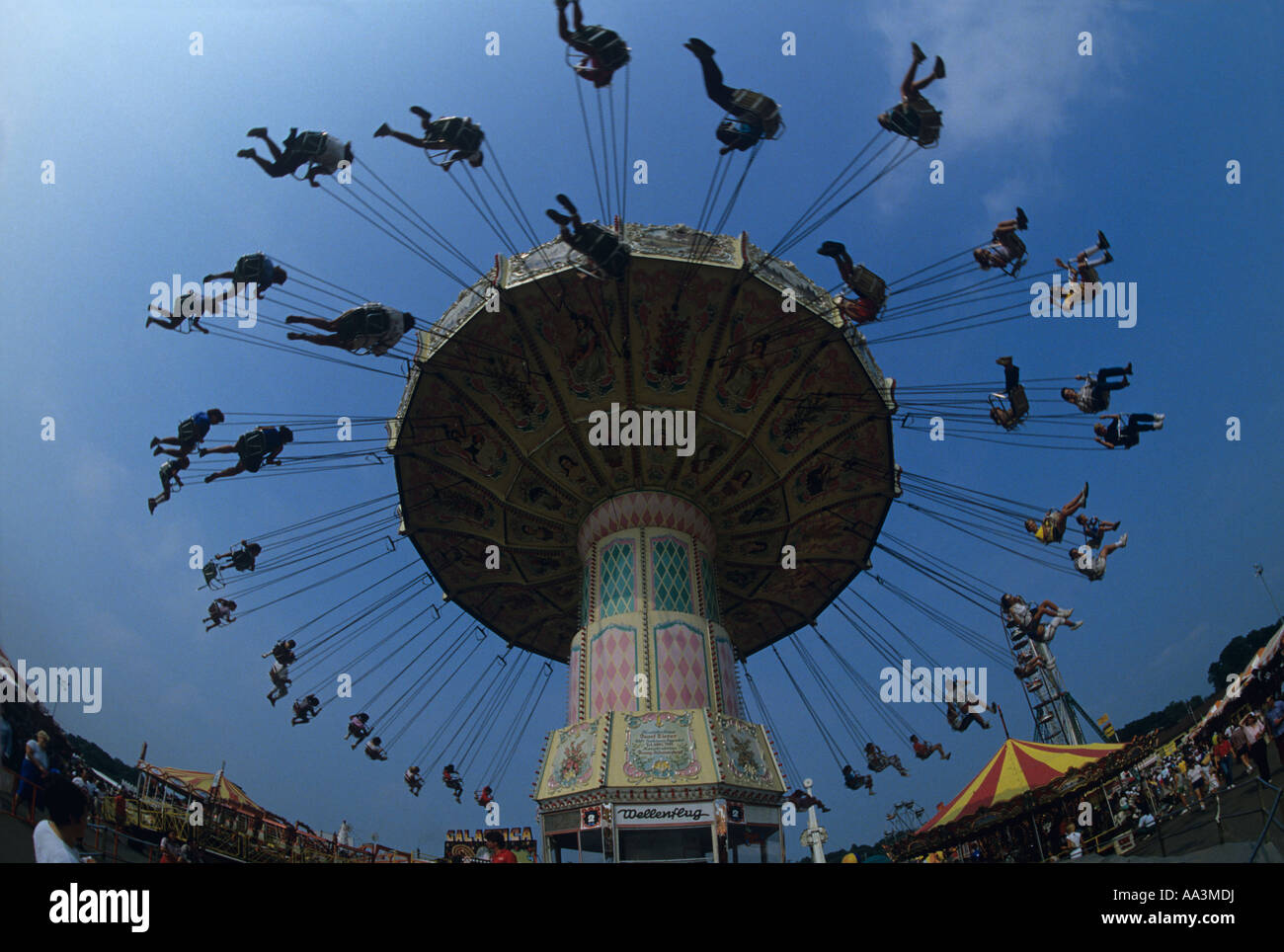 USA Maryland Fair ride circles above Maryland State Fair in Timonium