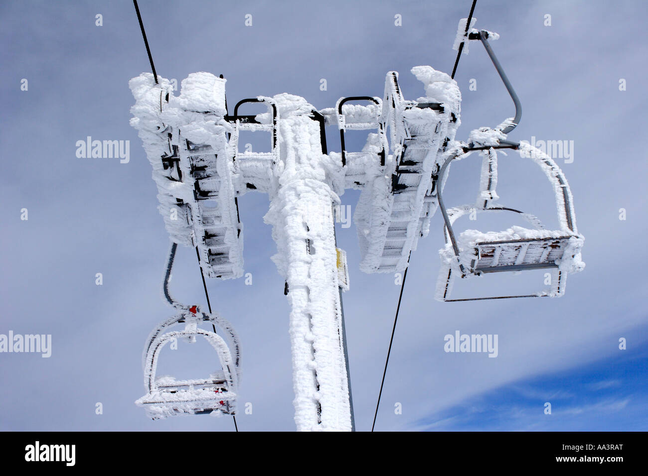 frozen ski lift and chairs, Kopaonik, Serbia Stock Photo: 12504815 ...