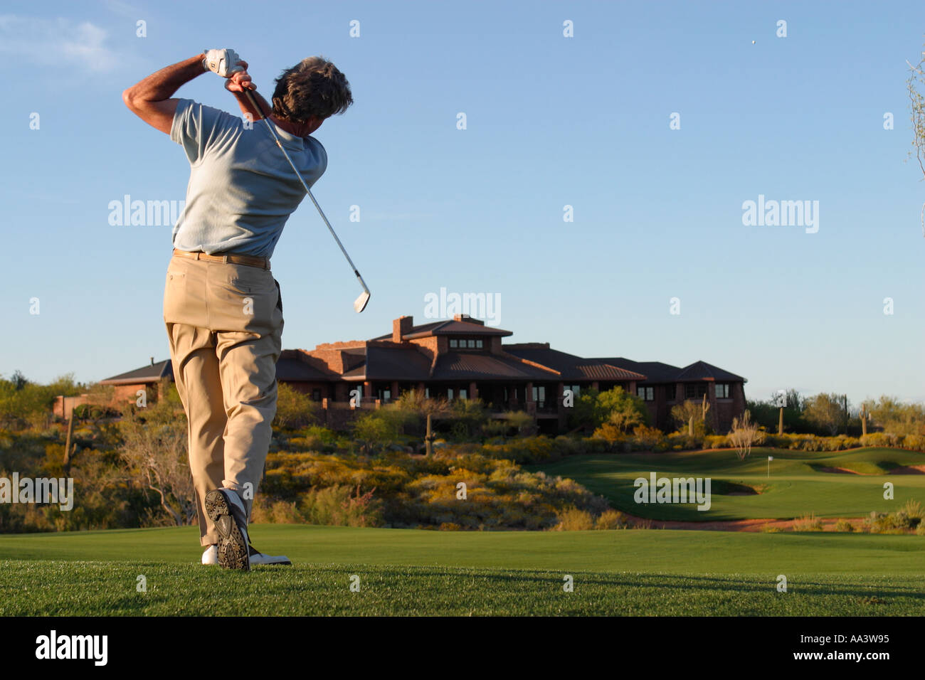Man on Golf Course Phoenix Arizona Stock Photo