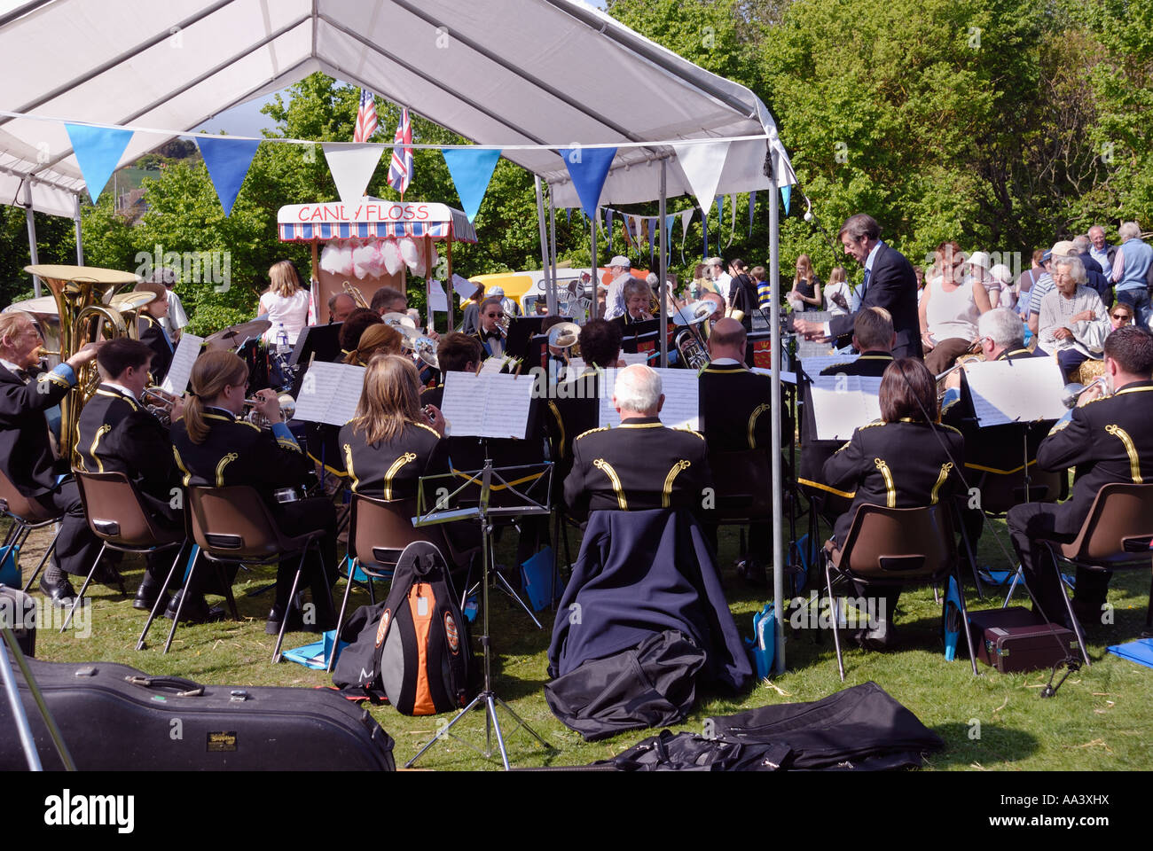 Brass Band at a Village Fete Stock Photo Alamy