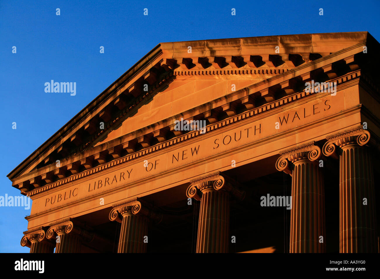 The Mitchell Library is a classical sandstone building is situated on Macquarie st Sydney Stock Photo