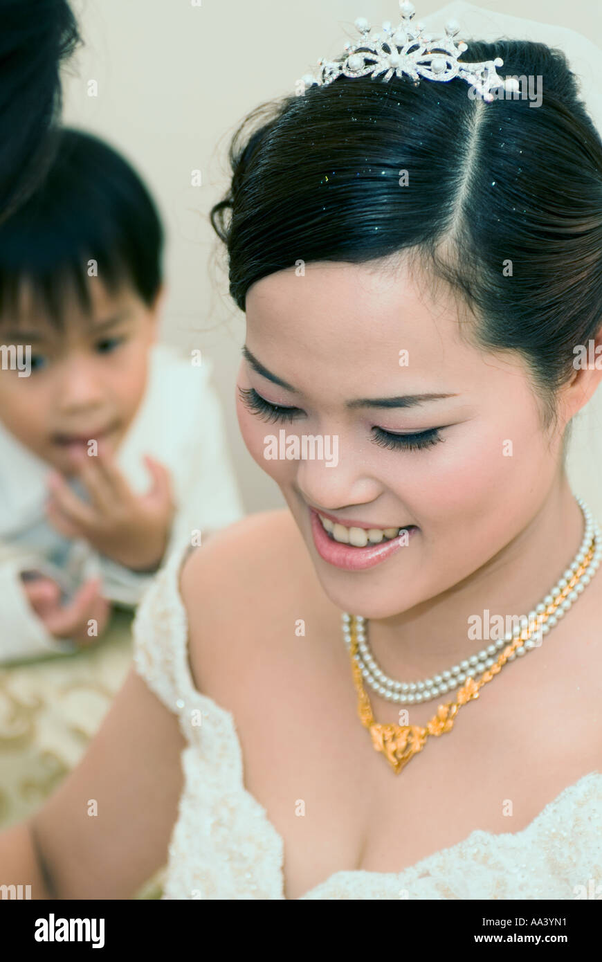 Chinese Bride Getting Ready For Her Wedding Ceremony Taiwan China Stock Photo