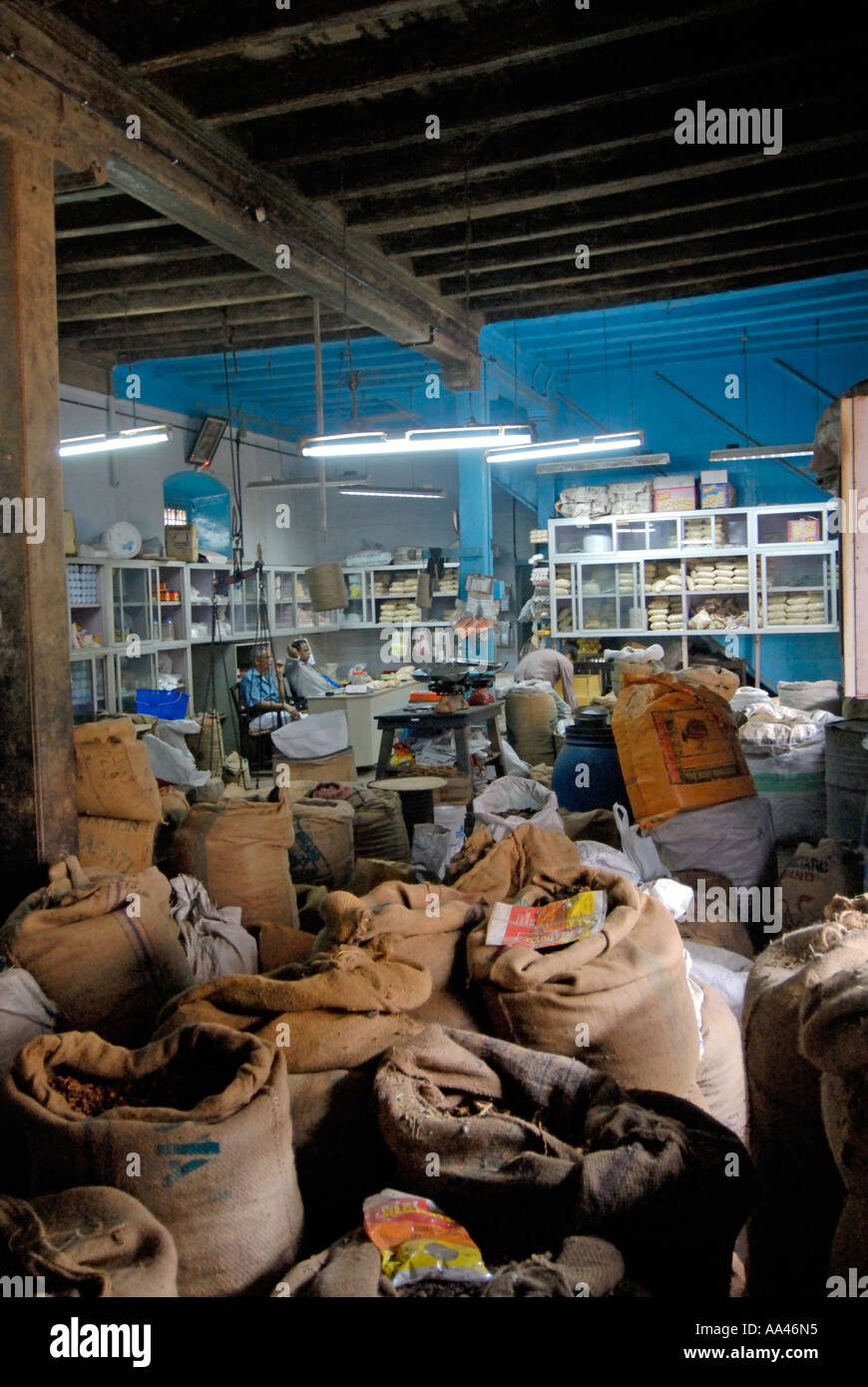 Cochin, Kerala. Inside an ayurvedic "pharmacy", where various