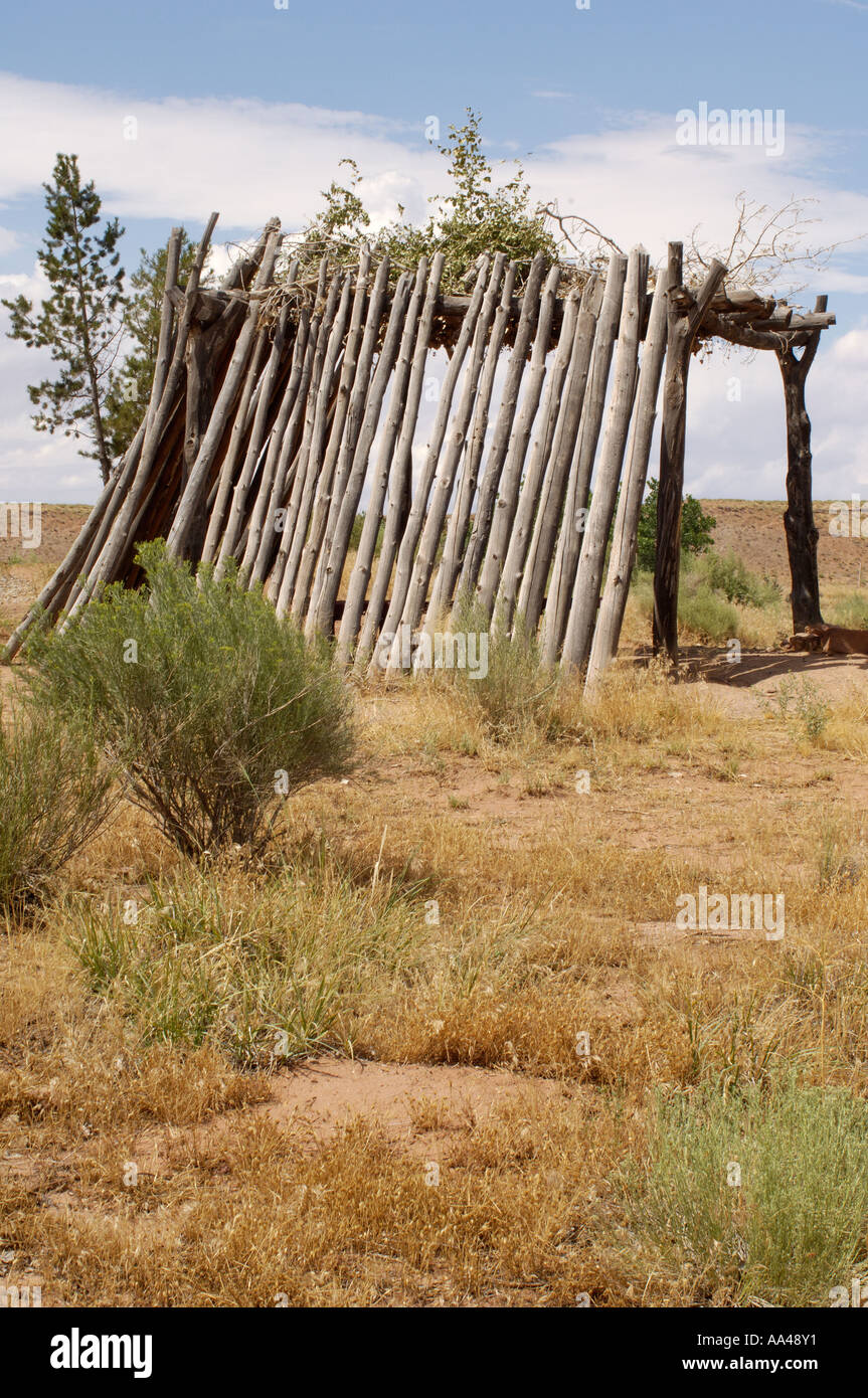 Navajo wickiup a summer shelter on the Navajo Nation reservation in Canyon de Chelly Arizona. Digital photograph Stock Photo