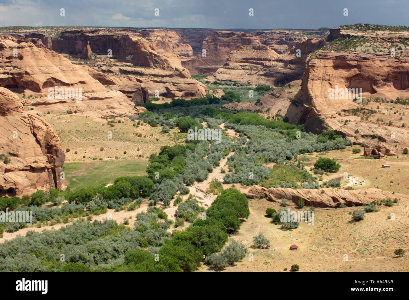 Chinle Creek winding through Canyon de Chelly National Monument on the