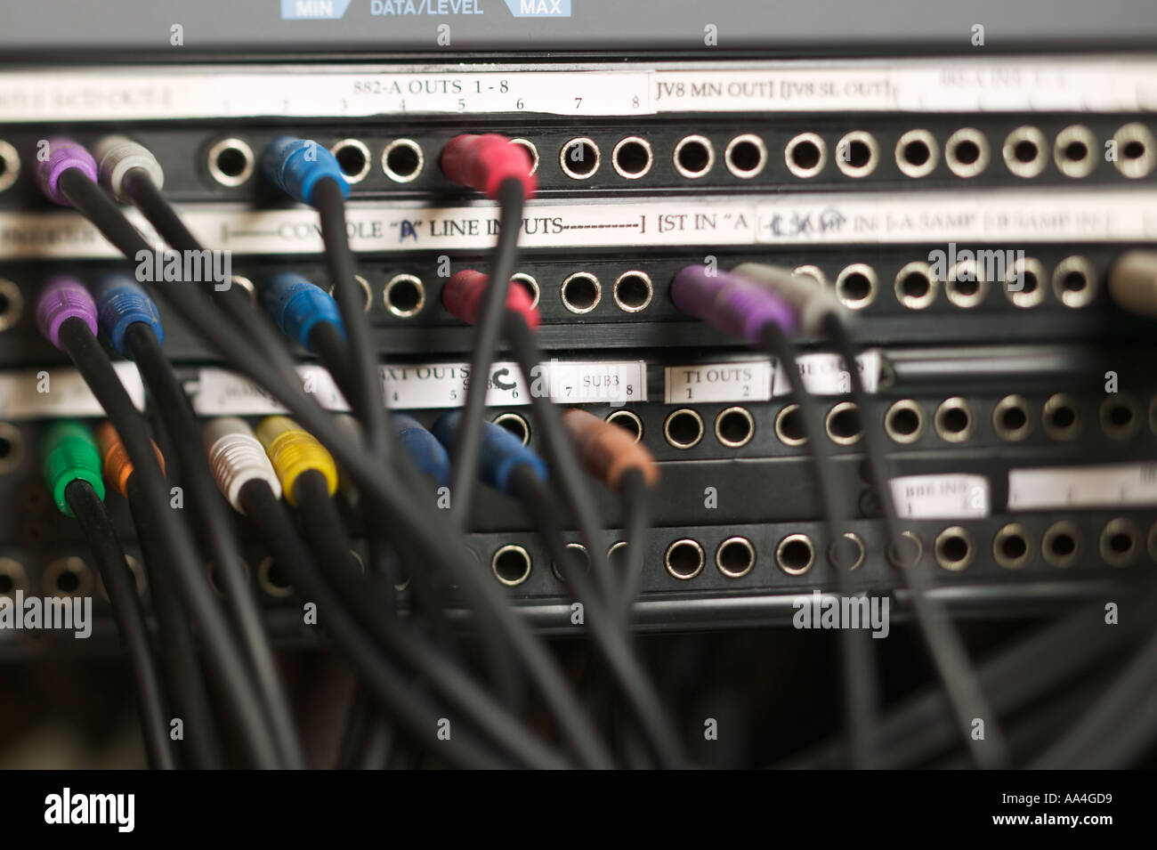 Recording studio equipment Patch panel Stock Photo - Alamy