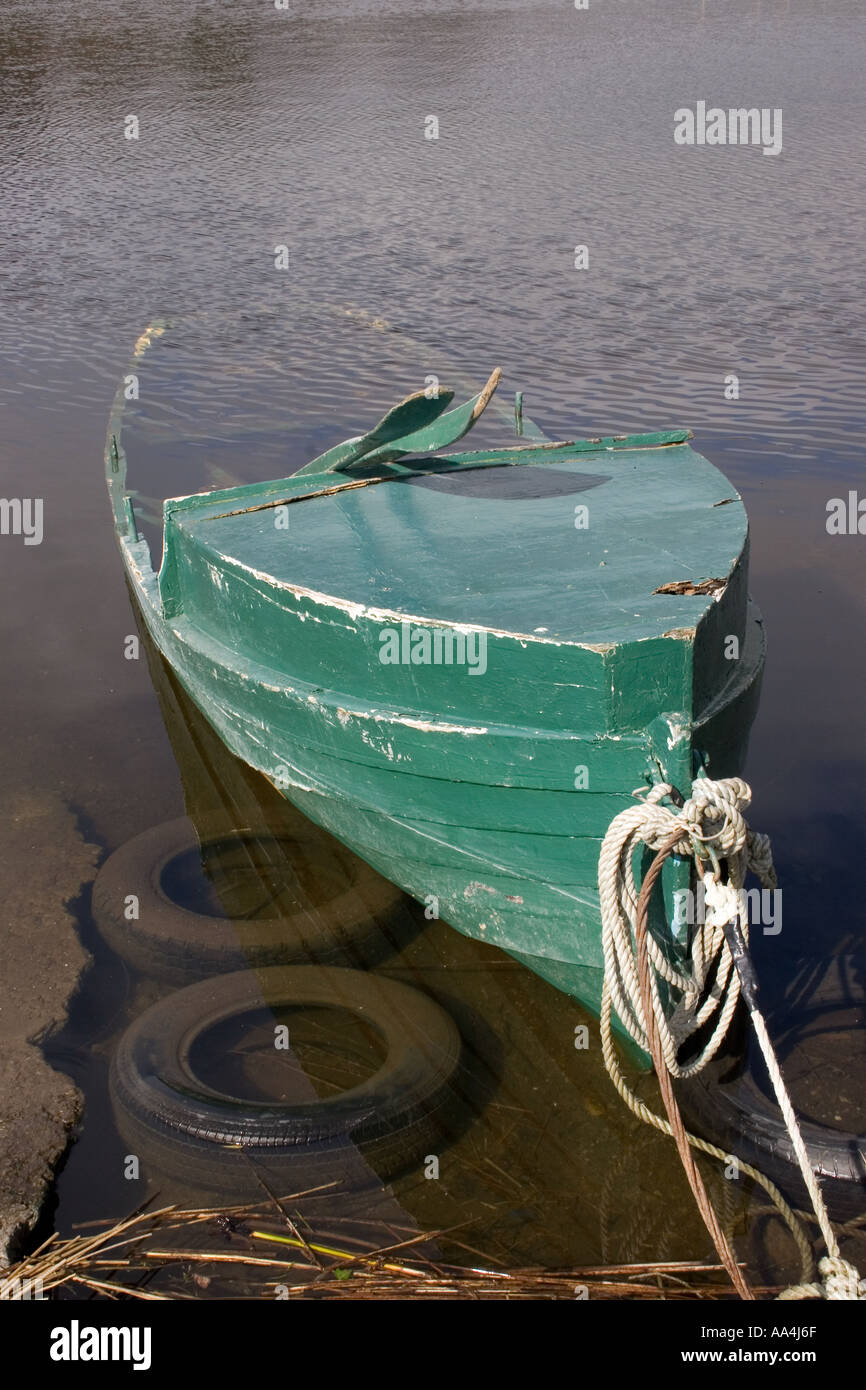Sunken Green Rowing Boat Lake Corrib Galway Ireland Stock Photo Alamy
