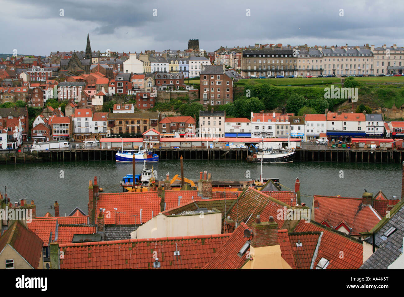 whitby town view over rooftops north yorkshire england Stock Photo - Alamy